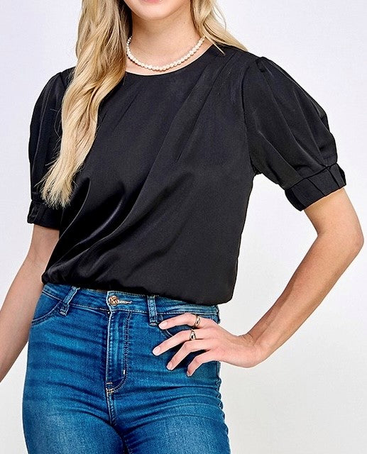 SSLV TOP W/PLEATED CUFF