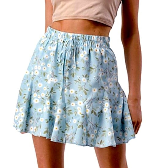 SKIRT WHIT FLOWERS AND RIBBON