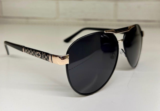 GG-Inspired black aviator Sunglasses