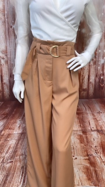 WIDE LEG BELT PANTS