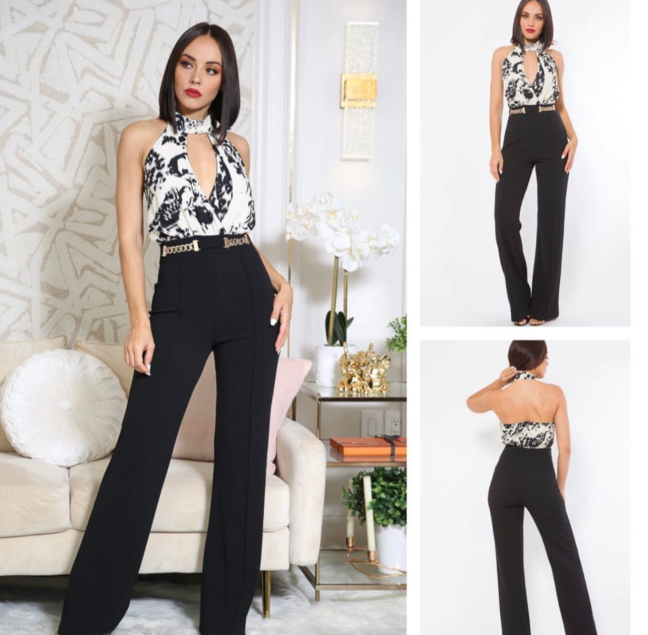 BLACK IN WHITE JUMPSUIT