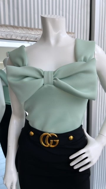 MINT TOP WITH BIG BOW