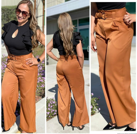 WIDE LEG BELT PANTS