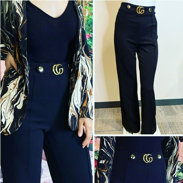 CG- PANTS  WIDE-LEG WHITH BUCKLE